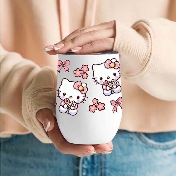 Hello Kitty 12oz Insulated Stainless Steel Mug with Lid Spill Proof BPA Free New - Picture 10 of 10